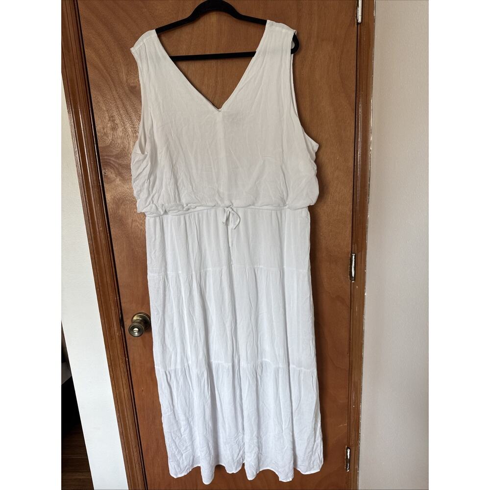 Nina Leonard Women's Sleeveless 3XL Plus Dress White Lightweight